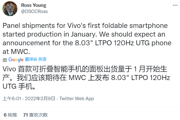 vivo 首款折疊手機(jī)屏幕曝光