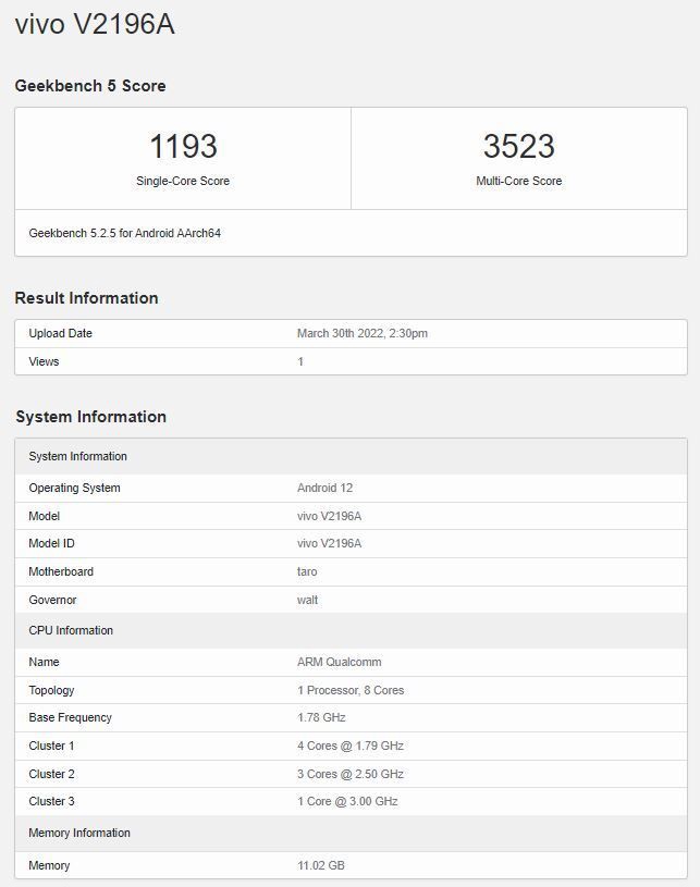 iQOO Neo 6 現(xiàn)身 Geekbench,搭載驍龍 8 芯片