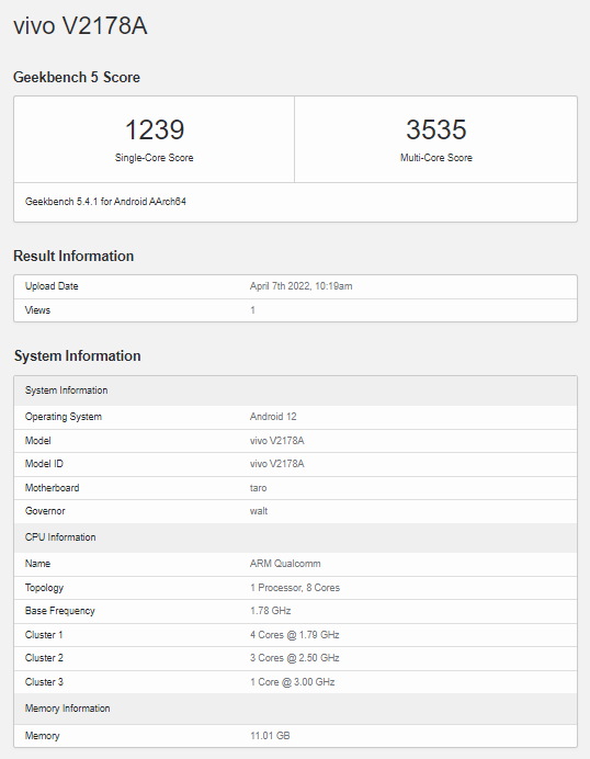 vivo X Fold 現(xiàn)身 Geekbench：搭載驍龍 8 Gen 1，擁有 12GB 內(nèi)存