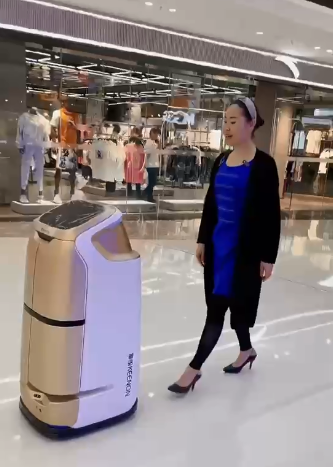 擎朗機器人入駐萬達廣場，迎賓配送不在話下