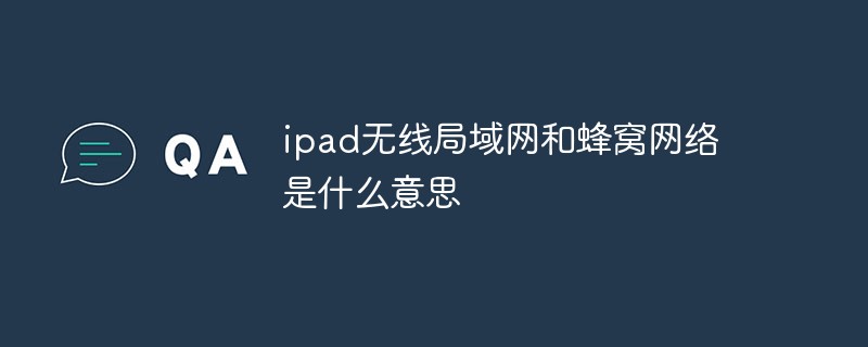 ipad無線局域網(wǎng)和蜂窩網(wǎng)絡是什么意思