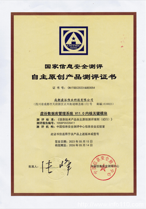 重磅！虛谷偉業(yè)通過國測中心自主原創(chuàng)測評！